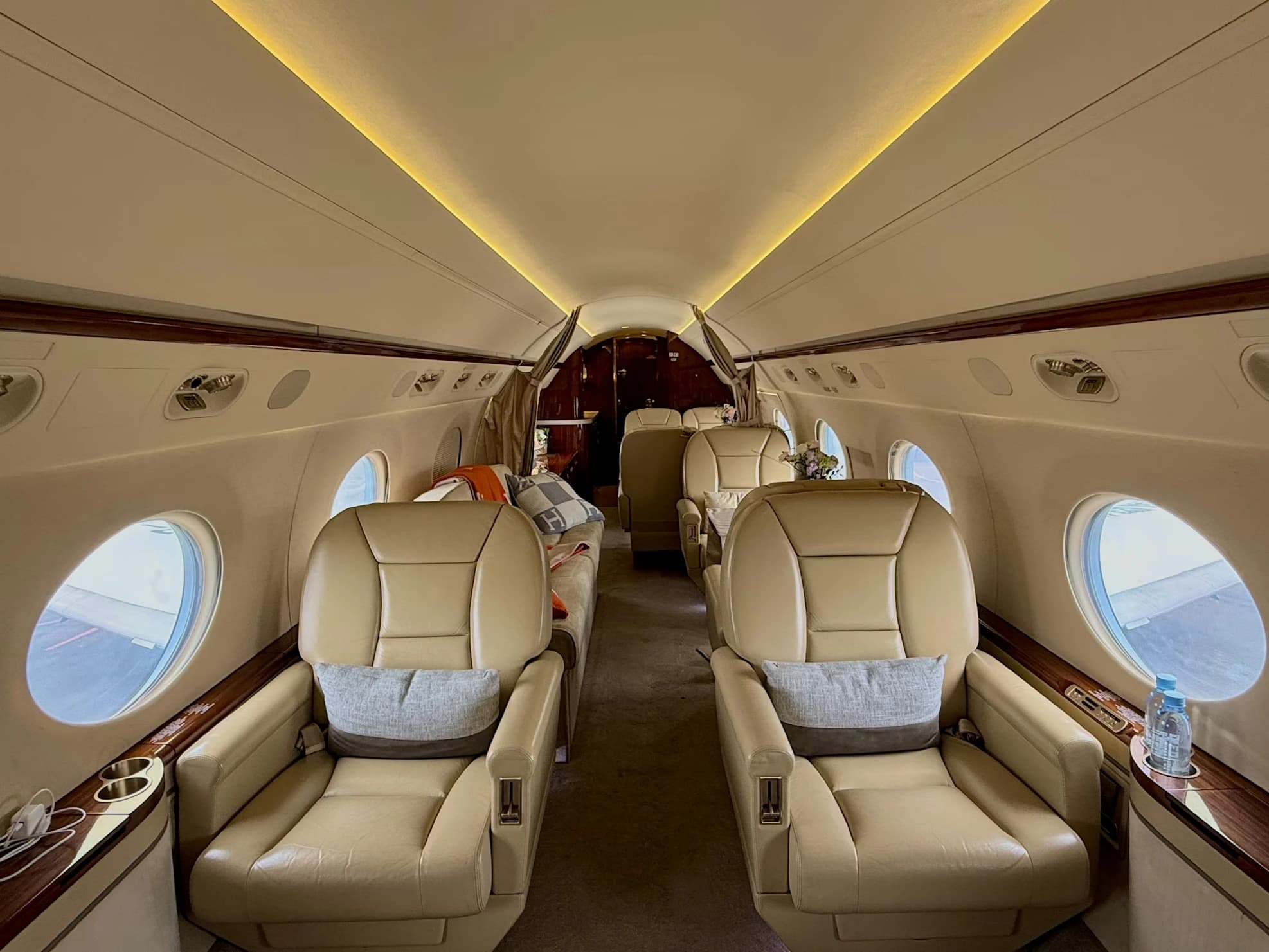 Luxury private jet interior view