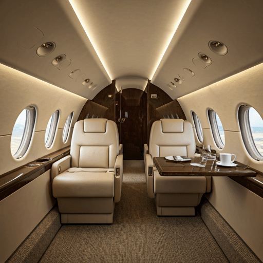 Private jet cabin interior